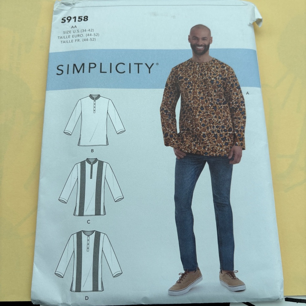 Simplicity Pattern S9158 for Men’s Shirts
